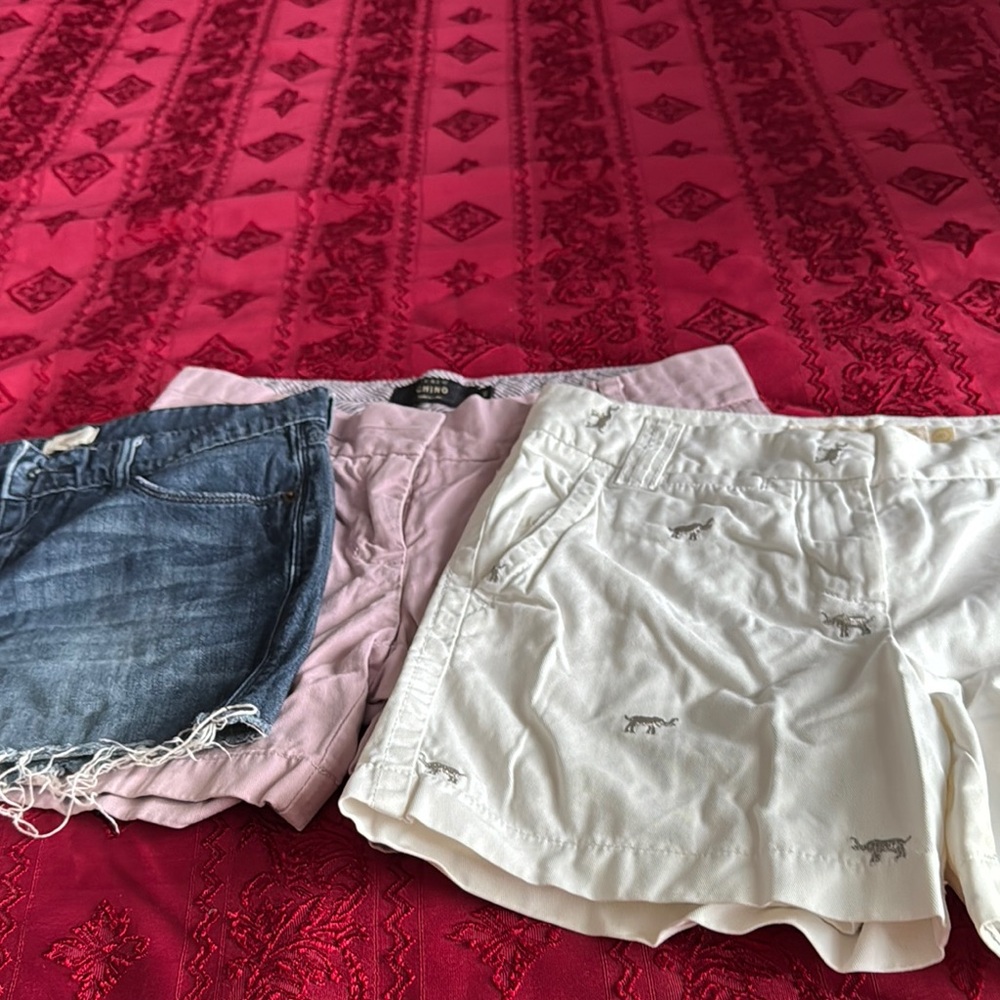 3 for the price of 1. J. Crew Blue, Pink and White Jean Shorts Summer Collection